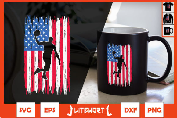Basketball American Patriotic Flag Graphics & Crafts