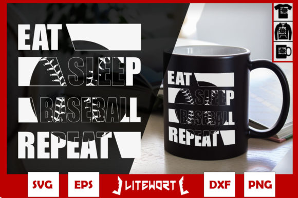 Eat. Sleep. Baseball. Repeat. Funny Graphics