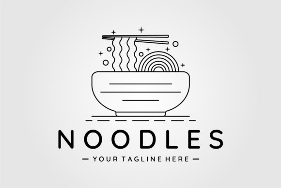 Noodles or Ramen Bowl Logo Line Art Graphics